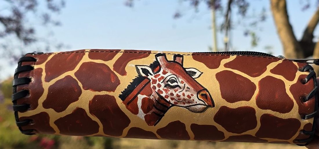 Giraffe Handpainted Pencil Pouch